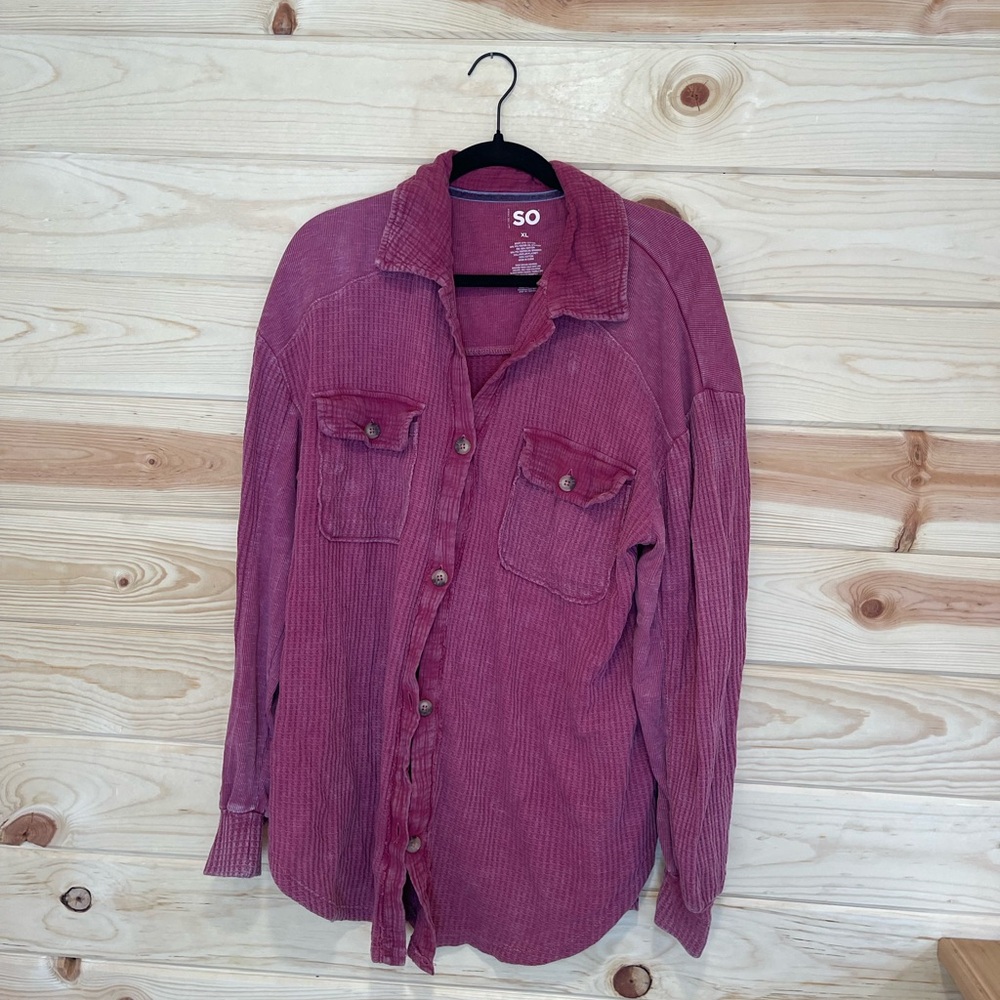 SO Cotton Button-Up Shirt in Pink